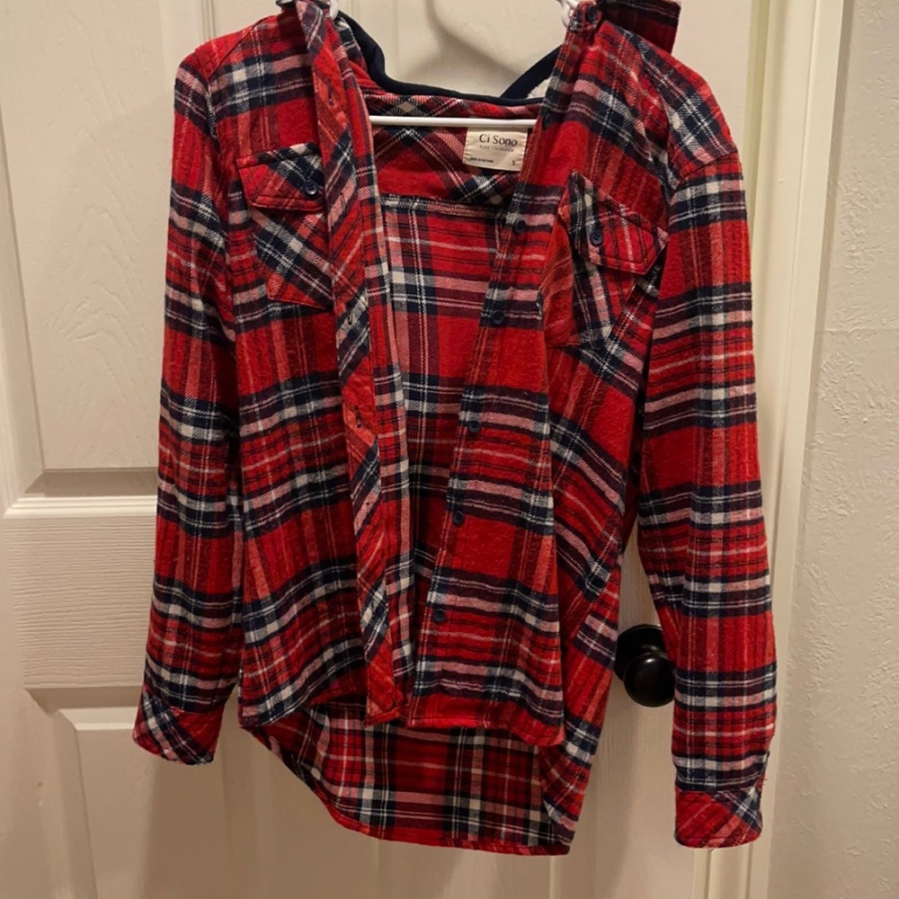 Marshall’s flannel with removable hood